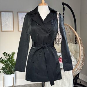 Express Women's Black Double Breasted Belted Trench Coat Jacket Size S